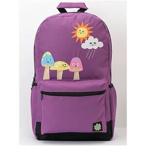 A-Lab Purple Trippy Mushroom Sun & Cloud Canvas Backpack NWT